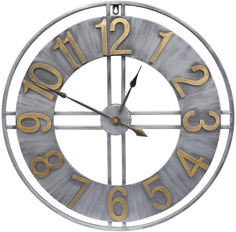 YIDIE 30 inch Large Wall Clock Decorative Solid Metal Retro Decor for Home Farmhouse Living Room Home & Garden > Decor > Clocks > Wall Clocks YIDIE Gold Arabic Numerals 24 inch 