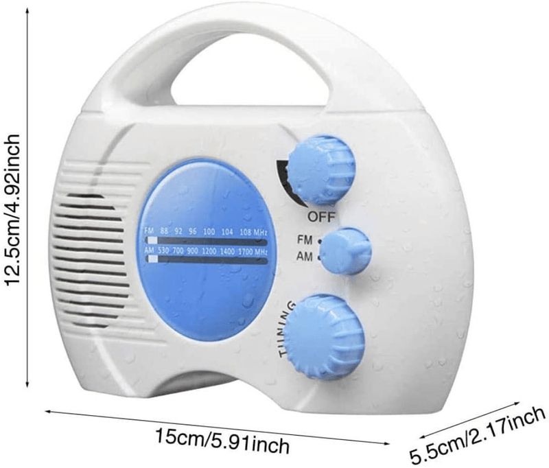 YIHOME Shower Radio, Mini Portable AM FM Shower Radio Built in Speaker Audio Home Bathroom Waterproof Hanging Radio for Pool, Shower,Boat,Beach,Hot Tub,Outdoors,Indoors Sporting Goods > Outdoor Recreation > Camping & Hiking > Portable Toilets & Showers YIHOME   