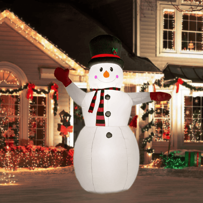 YIHONG 8 Ft Christmas Inflatables Greeting Snowman Decorations, Outdoor Christmas Inflatables with LED Lights for Yard Lawn Décor