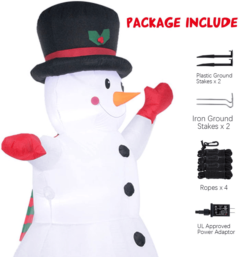 YIHONG 8 Ft Christmas Inflatables Greeting Snowman Decorations, Outdoor Christmas Inflatables with LED Lights for Yard Lawn Décor