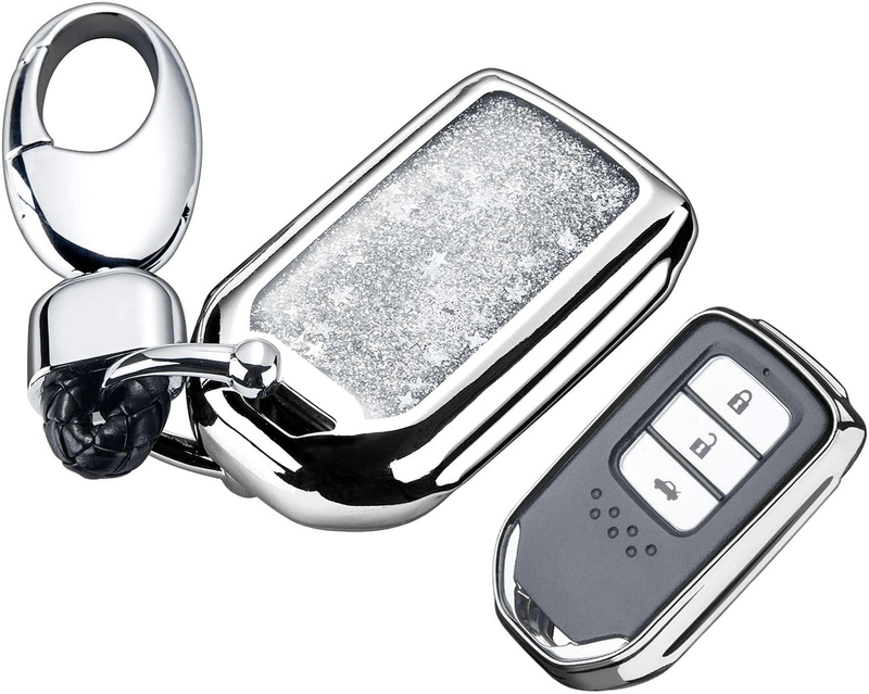 YIJINSHENG TPU Car Key Soft Plating Protection Shell Case Cover for Honda Civic, Accord, CR-V,Pilot Smart Key Keyless Remote FOB Shell Key Chains (Pink)…  ‎No Silver  