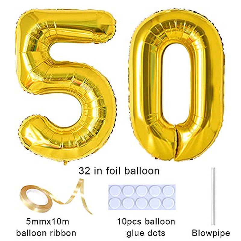 Yijunmca Gold 50 Number Balloons Giant Jumbo Number 50 32" Helium Balloon Hanging Balloon Foil Mylar Balloons for Women Men 50Th Birthday Party Supplies 50 Anniversary Events Decorations, 50 Gold Arts & Entertainment > Party & Celebration > Party Supplies YIJUNMCA   