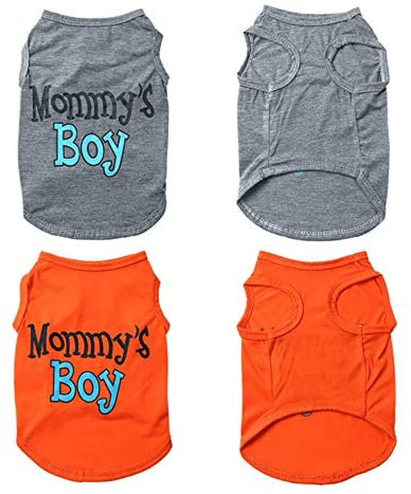 Yikeyo 2-Pack Mommy'S Boy Dog Shirt Male Puppy Clothes for Small Dog Boy Chihuahua Yorkies Bulldog Pet Cat Outfits Tshirt Apparel (Large, Gray+Orange) Animals & Pet Supplies > Pet Supplies > Cat Supplies > Cat Apparel Yikeyo   