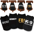Yikeyo 4 Pack Puppy Clothes for Small Dog Boy Summer Shirt for Chihuahua Yorkies Male Pet Outfits Cat Clothing Black Security Vest Funny Apparel Animals & Pet Supplies > Pet Supplies > Dog Supplies > Dog Apparel Yikeyo 4PC/ Black Security + boss + K9unit + Fbi Medium 