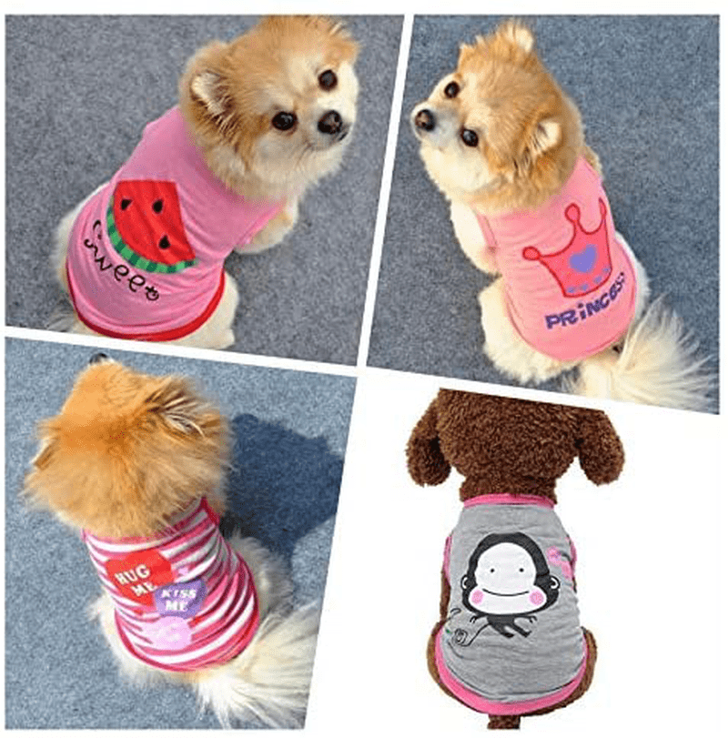 Yikeyo Set of 4 Dog Shirts for Small Medium Dogs - Xs Dog Clothes - Dog Outfits for Small Dogs - Xs Puppy Clothes Girl - Chihuahua Clothes - Dog Tshirt - Ropa Para Perros Pequeños - Summer Dog Clothes