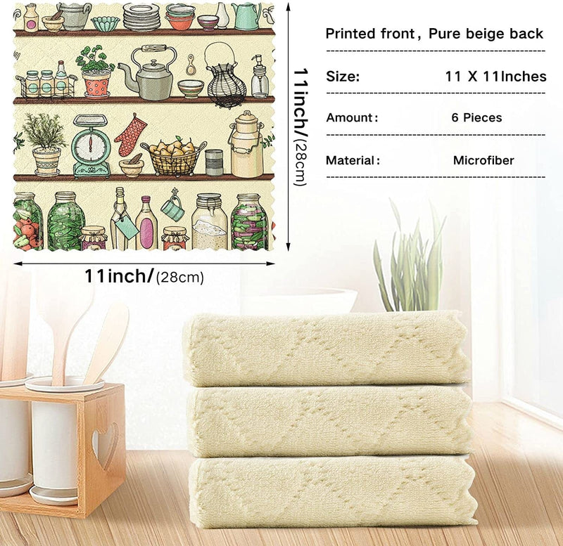 Yimkhome Vintage Kitchen Appliances Dish Cloths for Washing Dishes Kitchen Towels 11X11 in Super Absorbent Cleaning Dishcloths Fast Drying Dishes Rags for Cooking Baking Table Set of 6 Home & Garden > Household Supplies > Household Cleaning Supplies WenHome   