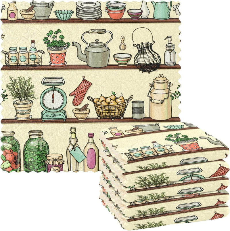 Yimkhome Vintage Kitchen Appliances Dish Cloths for Washing Dishes Kitchen Towels 11X11 in Super Absorbent Cleaning Dishcloths Fast Drying Dishes Rags for Cooking Baking Table Set of 6 Home & Garden > Household Supplies > Household Cleaning Supplies WenHome   