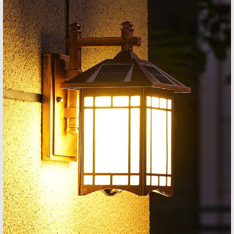 Ying Chu Modern Wall Mount Lamp, Retro Emphasis on Square Wall Lantern Outdoor Waterproof and Moisture-Proof Wall Sconce Light Control Solar Porch Lights Front Porch Garage Lighting (Color : Brass) Home & Garden > Lighting > Lamps Ying Chu   
