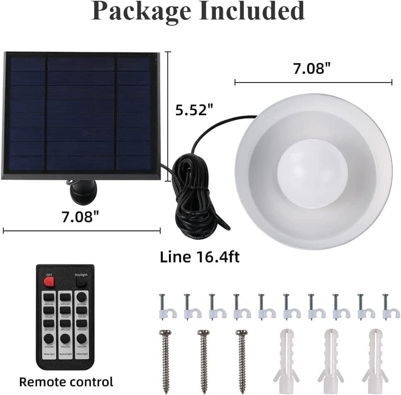 YINGHAO Indoor Solar Lights, Solar Pendant Light Remote Control, Solar Lights for Patio, 3 Color Lighting, Outdoor Waterproof IP65 off Grid Lamp for Porch Gazebo Barn Camp, Day Night Use