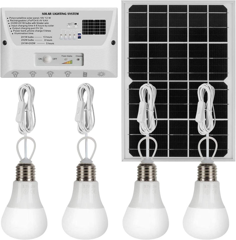 YINGHAO Indoor Solar Lights, Solar Pendant Light Remote Control, Solar Lights for Patio, 3 Color Lighting, Outdoor Waterproof IP65 off Grid Lamp for Porch Gazebo Barn Camp, Day Night Use Home & Garden > Lighting > Lamps YINGHAO White 4 Bulbs 