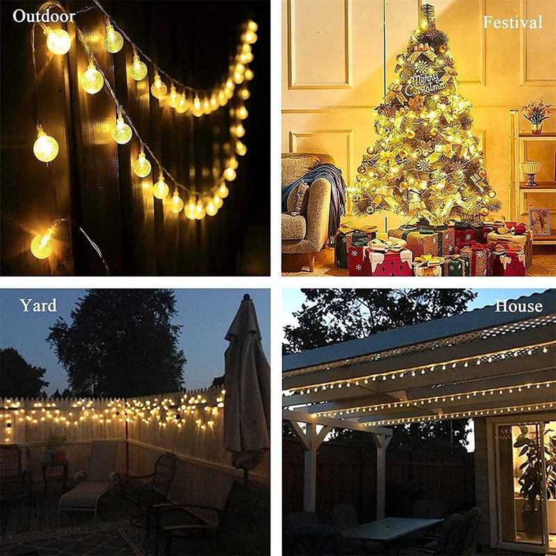 YIQU 49FT 100 LED Fairy String Lights Plug In, Extendable Globe Christmas String Lights Indoor Outdoor with 8 Modes, Fairy Lights for Bedroom Wedding Party Decoration Christmas Garden (Warm White) Home & Garden > Lighting > Light Ropes & Strings Zhongshan MLS Electronics Co., LTD.   