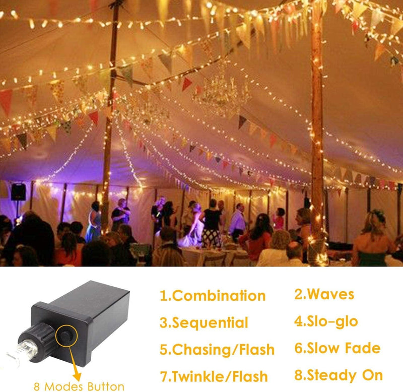 YIQU Extendable 82FT 200 LED String Lights Indoor/Outdoor, Warm White Christmas Lights with 8 Lighting Modes, Plug in Fairy String Lights for Bedroom Party Wedding Decorations Garden Xmas Tree Home & Garden > Lighting > Light Ropes & Strings YIQU   