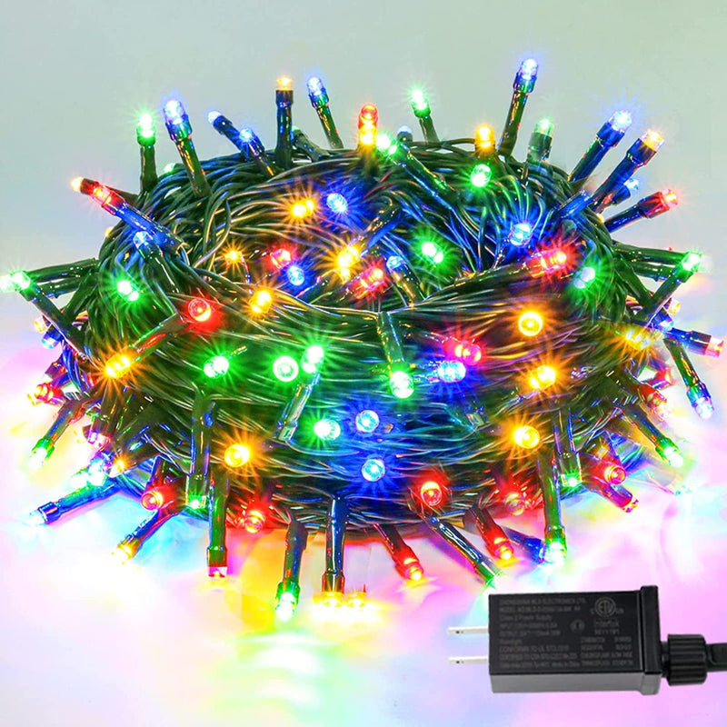 YIQU Upgraded 82FT 200 LED Christmas String Lights Outdoor/Indoor, Extendable Green Wire, Super Bright with 8 Modes, Waterproof Fairy String Lights for Xmas Tree Holiday Party Garden (Warm White) Home & Garden > Lighting > Light Ropes & Strings Zhongshan MLS Electronics Co., LTD. Multicolor 200LED 