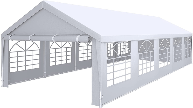 YITAHOME 16' x 32' Heavy Duty Gazebo with Extra Ground Bars Outdoor Party Wedding Tent Canopy Carport Shelter with Removable Sidewall Windows (16x32, White) Home & Garden > Lawn & Garden > Outdoor Living > Outdoor Structures > Canopies & Gazebos YITAHOME White 16 x 32 ft 
