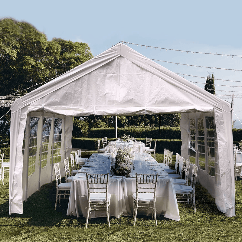 YITAHOME 16' x 32' Heavy Duty Gazebo with Extra Ground Bars Outdoor Party Wedding Tent Canopy Carport Shelter with Removable Sidewall Windows (16x32, White)