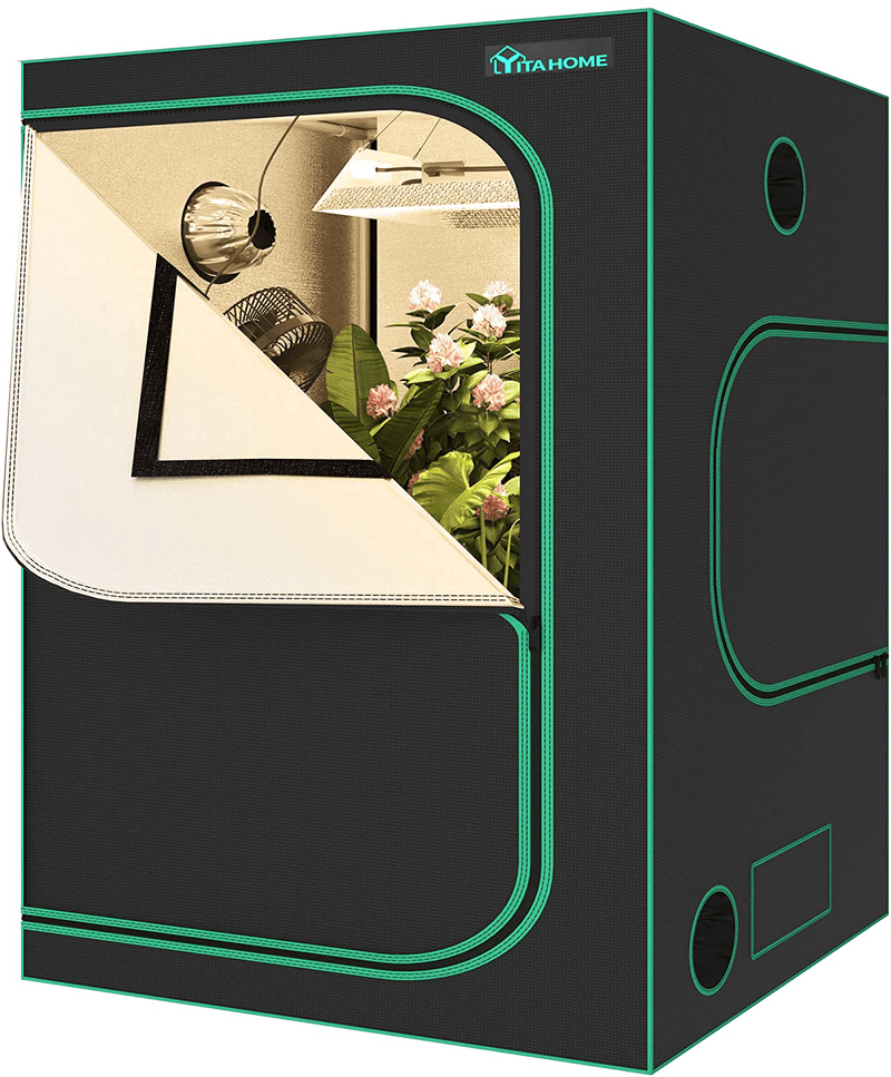 YITAHOME 48"X48"X80" Grow Tent 1680D 4'X4' Mylar Hydroponic Plant Tent Reflective Canvas Grow Room with Observation Window and Floor Tray for Indoor Plant Growing Sporting Goods > Outdoor Recreation > Camping & Hiking > Tent Accessories YITAHOME 60"x60"x80"  