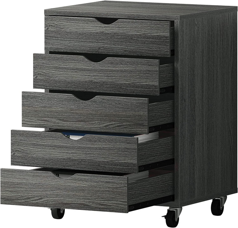 YITAHOME 5 Drawer Chest, Mobile File Cabinet with Wheels, Home Office Storage Dresser Cabinet, Black Home & Garden > Household Supplies > Storage & Organization YITAHOME Grey  