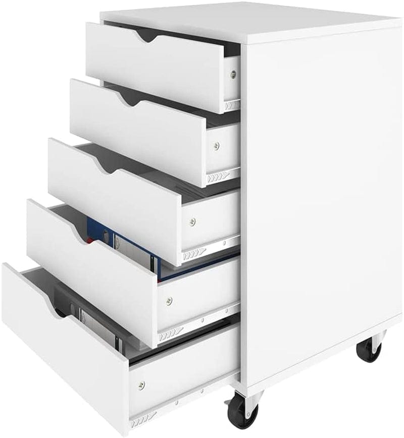 YITAHOME 5 Drawer Chest, Mobile File Cabinet with Wheels, Home Office Storage Dresser Cabinet, Black Home & Garden > Household Supplies > Storage & Organization YITAHOME White  