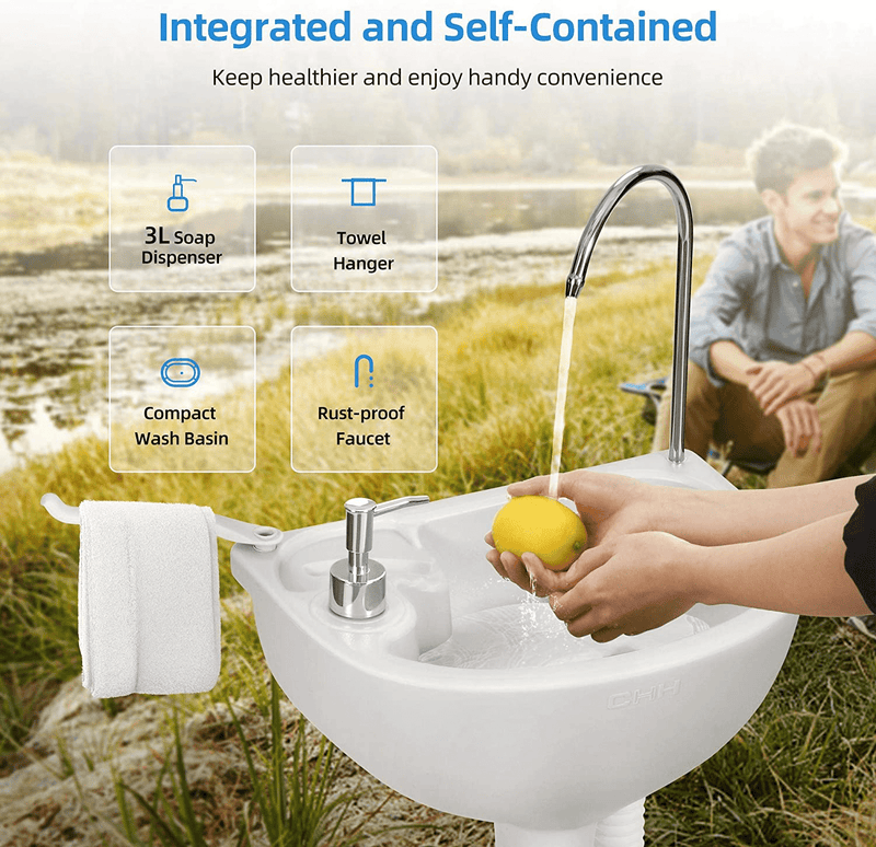 YITAHOME Portable Sink and Toilet, 17 L Hand Washing Station & 5.3 Gallon Flush Potty,For Outdoor,Camping, RV, Boat, Camper, Travel