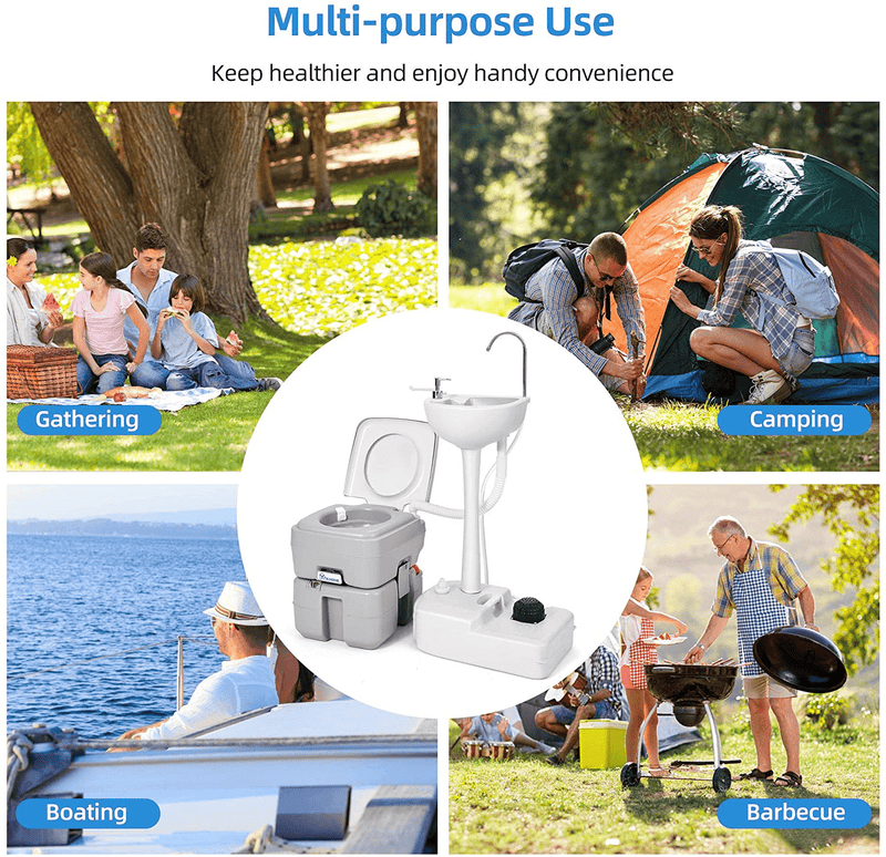 YITAHOME Portable Sink and Toilet, 17 L Hand Washing Station & 5.3 Gallon Flush Potty,For Outdoor,Camping, RV, Boat, Camper, Travel Sporting Goods > Outdoor Recreation > Camping & Hiking > Portable Toilets & Showers YITAHOME   