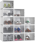YITAHOME Shoe Box, Set of 12 Medium Size Shoe Storage Lightweight Cardboard Organizers Stackable Shoe Storage Box Rack Drawer-Black, Medium Size Furniture > Cabinets & Storage > Armoires & Wardrobes YITAHOME White  