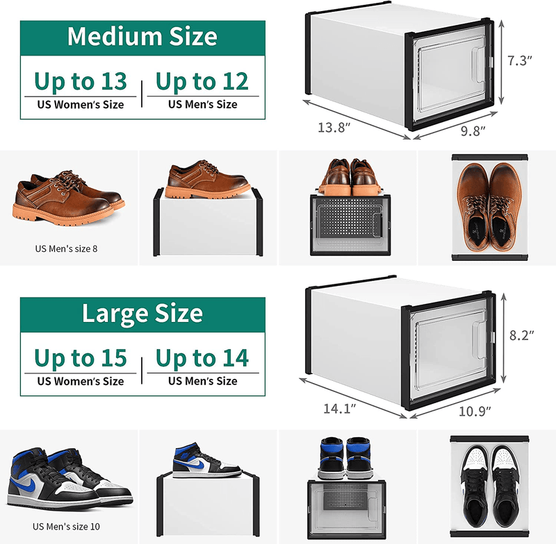 YITAHOME Shoe Storage Box, Set of 12 Medium Size Shoe Storage Organizers Stackable Shoe Storage Box Rack Containers - Medium Size Furniture > Cabinets & Storage > Armoires & Wardrobes YITAHOME   