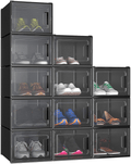 YITAHOME XL Shoe Storage Box, Set of 12 Shoe Storage Organizers Stackable Shoe Storage Box Rack Containers Drawers - Black-X-Large Size Furniture > Cabinets & Storage > Armoires & Wardrobes YITAHOME Black  
