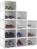 YITAHOME XL Shoe Storage Box, Set of 12 Shoe Storage Organizers Stackable Shoe Storage Box Rack Containers Drawers - Black-X-Large Size Furniture > Cabinets & Storage > Armoires & Wardrobes YITAHOME White  