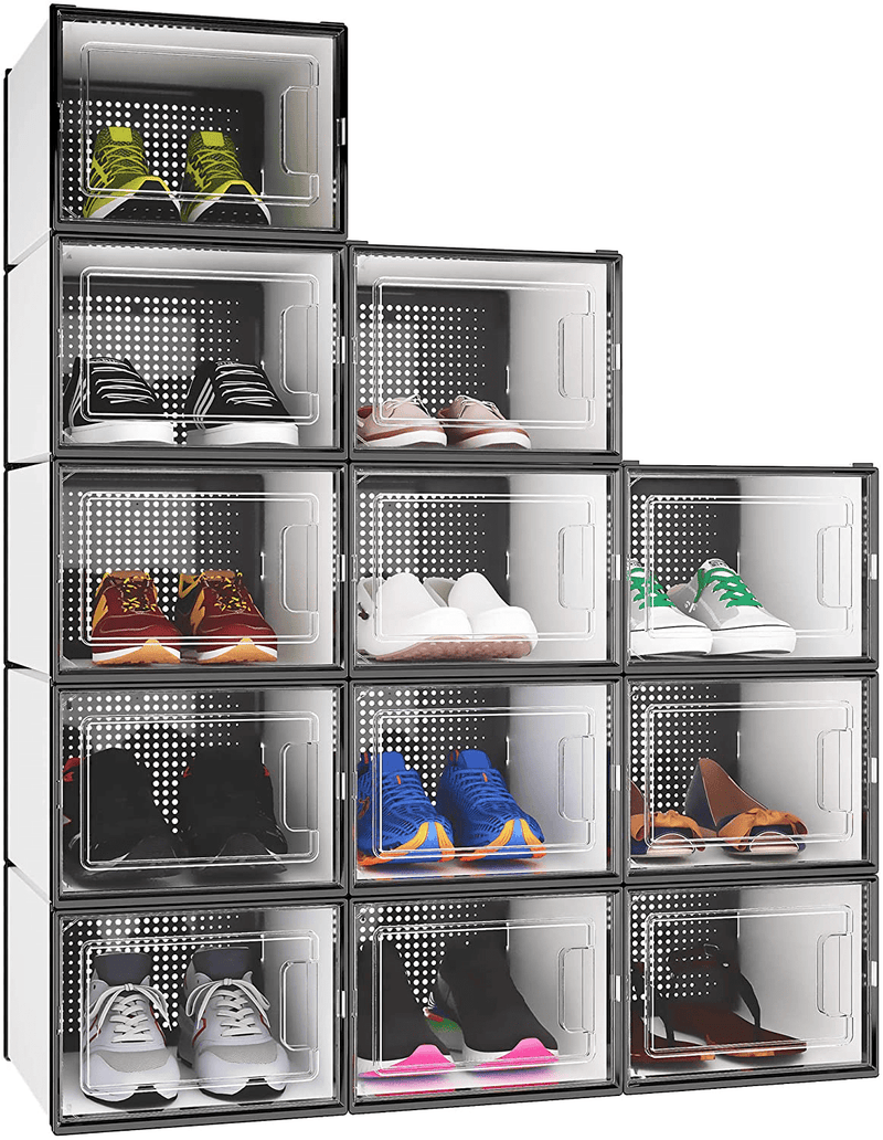YITAHOME XL Shoe Storage Box, Set of 12 Shoe Storage Organizers Stackable Shoe Storage Box Rack Containers Drawers - X-Large Size Furniture > Cabinets & Storage > Armoires & Wardrobes YITAHOME   