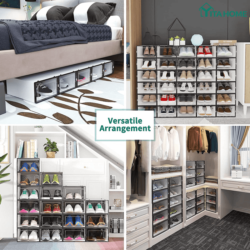 YITAHOME XL Shoe Storage Box, Set of 12 Shoe Storage Organizers Stackable Shoe Storage Box Rack Containers Drawers - X-Large Size Furniture > Cabinets & Storage > Armoires & Wardrobes YITAHOME   