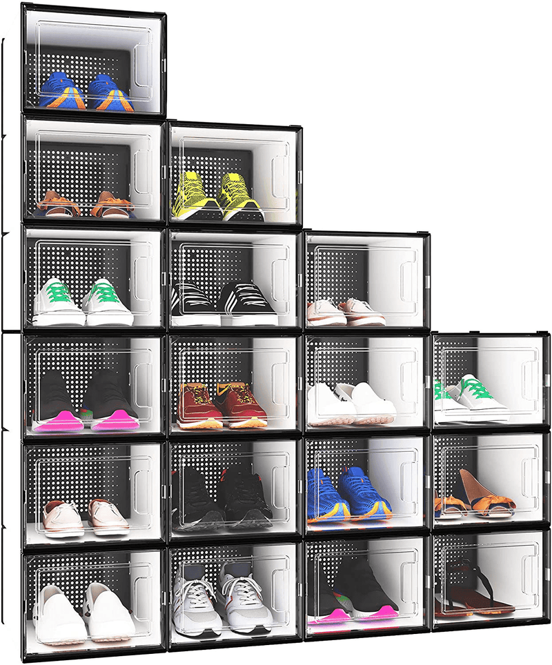 YITAHOME XL Shoe Storage Box, Set of 18 Shoe Storage Organizers Stackable Shoe Storage Box Rack Containers Drawers - X-Large Size Furniture > Cabinets & Storage > Armoires & Wardrobes YITAHOME   