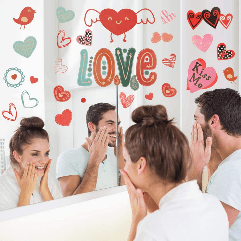 YIYA 183PCS Valentine'S Day Window Sticker Heart Window Clings for School Home Office Wedding Valentines Party Decorations Supplies Anniversary Decorations, 4 Sheets Home & Garden > Decor > Seasonal & Holiday Decorations YIYA   