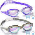 Yizerel Swim Goggles, 2 Pack Swimming Goggles for Adult Men Women Youth Kids Child Sporting Goods > Outdoor Recreation > Boating & Water Sports > Swimming > Swim Goggles & Masks Yizerel Purple/Gray(mirrored)  
