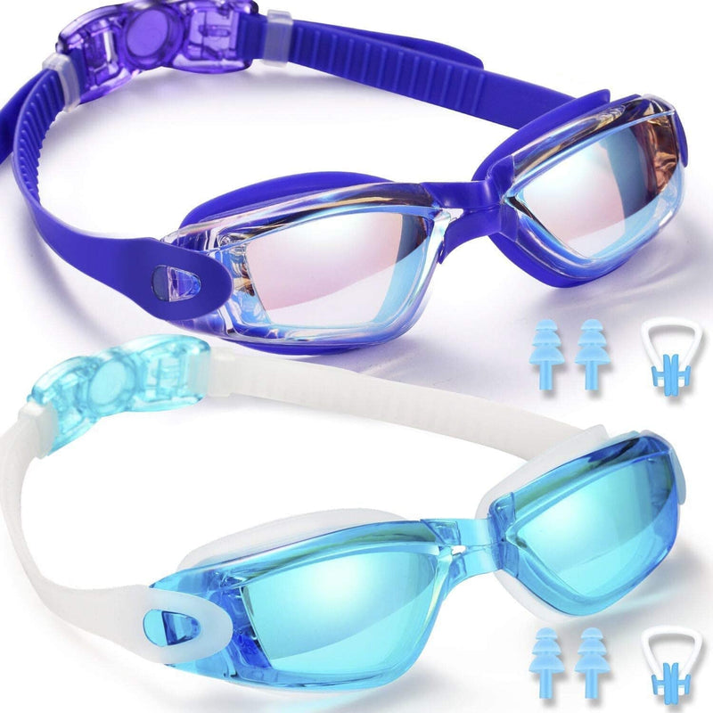 Yizerel Swim Goggles, 2 Pack Swimming Goggles for Adult Men Women Youth Kids Child Sporting Goods > Outdoor Recreation > Boating & Water Sports > Swimming > Swim Goggles & Masks Yizerel Sapphire Blue/Light Blue(mirrored)  
