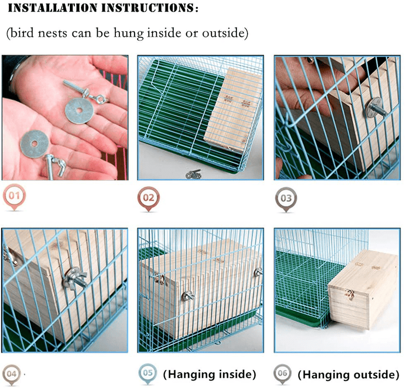 YJJKJ Pet Wood Parakeet Budgie Cockatiel Breeding Nesting Bird Aviary Cage Box Animals & Pet Supplies > Pet Supplies > Bird Supplies > Bird Cages & Stands YJJKJ   