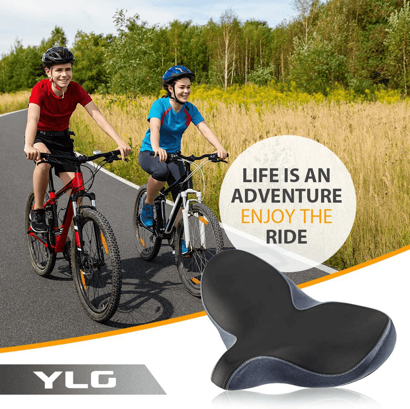 YLG Oversized Comfort Bike Seat Comfortable Replacement Bike Saddle Memory Foam Soft Bike Saddle Waterproof Universal Fit Bicycle Seat for Women Men