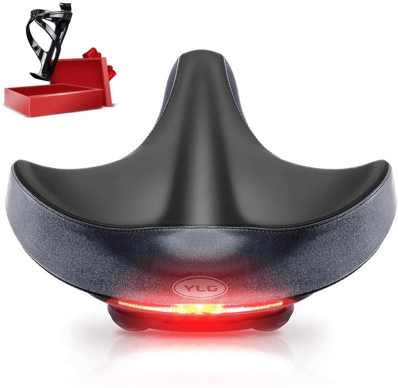 YLG Oversized Comfort Bike Seat Comfortable Replacement Bike Saddle Memory Foam Soft Bike Saddle Waterproof Universal Fit Bicycle Seat for Women Men Sporting Goods > Outdoor Recreation > Cycling > Bicycles YLG C-with Taillight Seat  