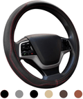 Ylife Microfiber Leather Car Steering Wheel Cover, Universal 15 inch Breathable Anti Slip Auto Steering Wheel Covers (Beige) Vehicles & Parts > Vehicle Parts & Accessories > Vehicle Maintenance, Care & Decor > Vehicle Decor > Vehicle Steering Wheel Covers Ylife Black and Red  