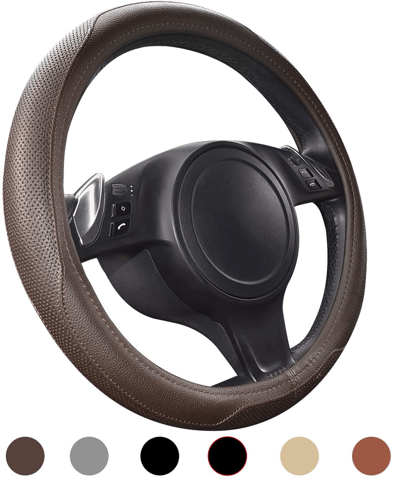 Ylife Microfiber Leather Car Steering Wheel Cover, Universal 15 inch Breathable Anti Slip Auto Steering Wheel Covers (Beige)