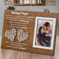 YLOVAN 12.5X8.5 Marriage Prayer Rustic Wood Sign - Wedding Gifts for Couples Wife Husband Anniversary Newlywed Gift Christian Decor Home Inspiring Marriage Gift Picture Frame & Handmade String Hearts