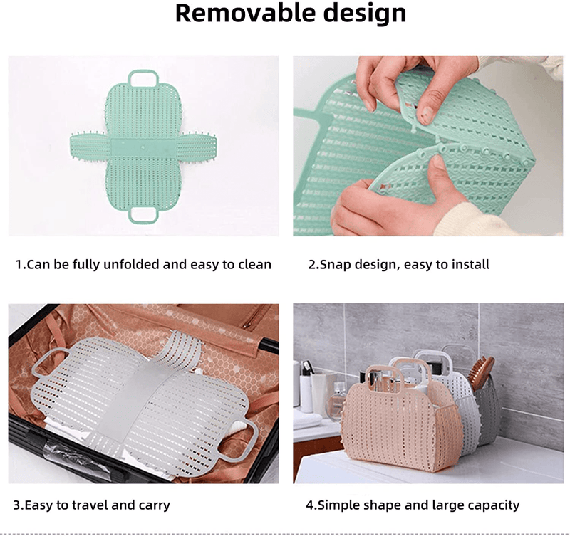 YMJOGGUX 3 Pack Collapsible Plastic Storage Baskets with Handle, Portable Toiletry Bag Bin Box Shower Caddy, Tote Organizer Basket Bin for Home Bathroom Kitchen Dorm Room Sporting Goods > Outdoor Recreation > Camping & Hiking > Portable Toilets & Showers YMJOGGUX   