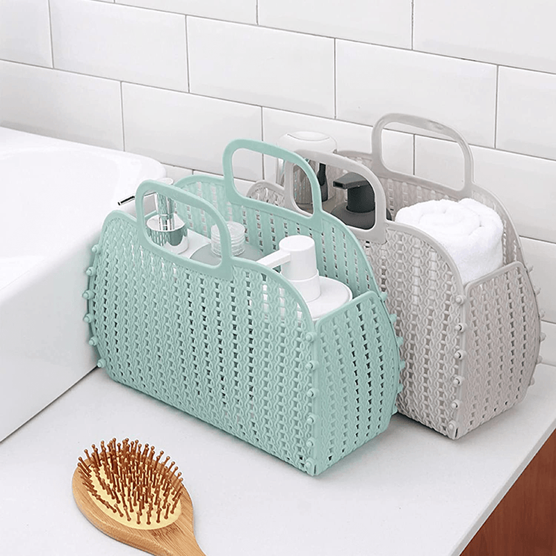 YMJOGGUX 3 Pack Collapsible Plastic Storage Baskets with Handle, Portable Toiletry Bag Bin Box Shower Caddy, Tote Organizer Basket Bin for Home Bathroom Kitchen Dorm Room Sporting Goods > Outdoor Recreation > Camping & Hiking > Portable Toilets & Showers YMJOGGUX   