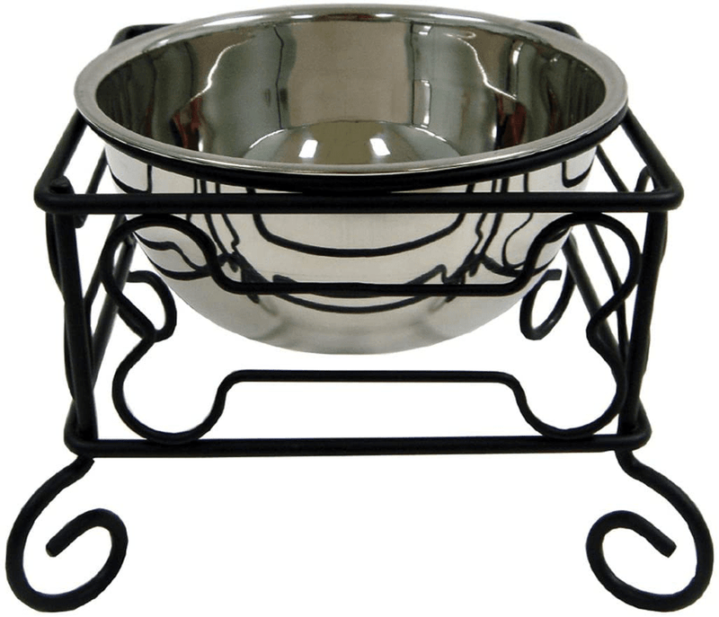YML 10-Inch Black Wrought Iron Stand with Single Stainless Steel Feeder Bowl Animals & Pet Supplies > Pet Supplies > Cat Supplies YML Large (Pack of 1)  