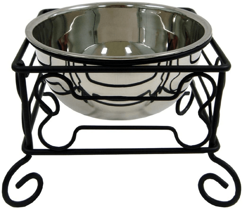 YML 10-Inch Black Wrought Iron Stand with Single Stainless Steel Feeder Bowl Animals & Pet Supplies > Pet Supplies > Cat Supplies YML Large (10" H x 10.5" W x 10.5" D)(Premium Pack)  