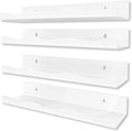 YMVV Large Iridescent Clear Acrylic Wall Mounted Floating Shelf,Room Wall Display Bookshelf,Modern 15.7 in Thickened Bathroom Storage Ledge Shelves Toy Display Organizer Decor 4 Pack Furniture > Shelving > Wall Shelves & Ledges YMVV D-white 15.7 IN 