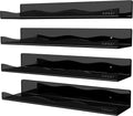 YMVV Large Iridescent Clear Acrylic Wall Mounted Floating Shelf,Room Wall Display Bookshelf,Modern 15.7 in Thickened Bathroom Storage Ledge Shelves Toy Display Organizer Decor 4 Pack Furniture > Shelving > Wall Shelves & Ledges YMVV C-black 15.7 IN 