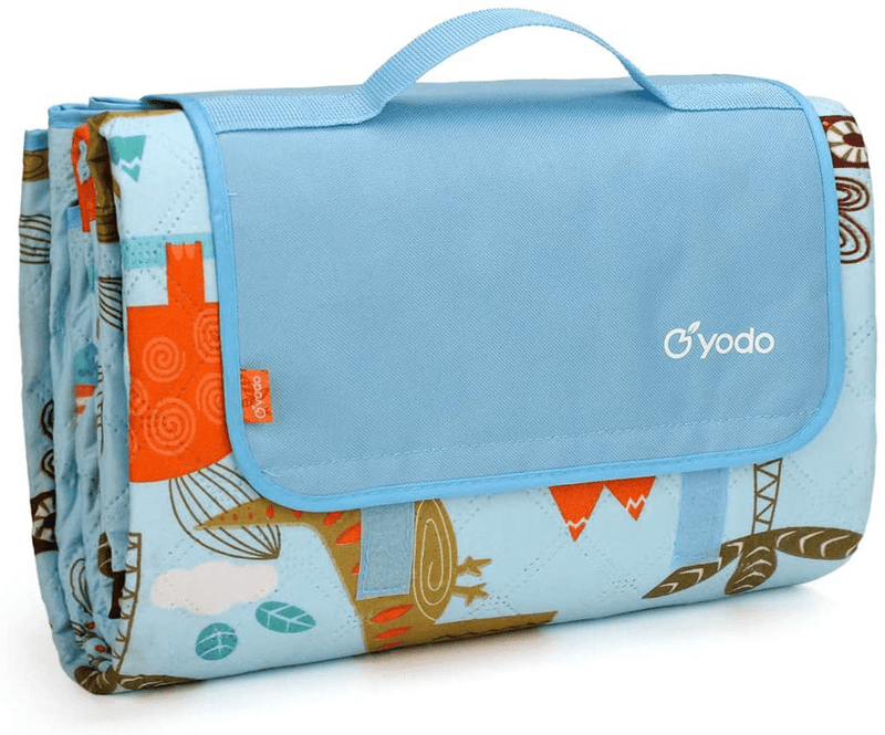 yodo Extra Large Machine Washable Picnic Blanket Tote for Family Outdoor Camping Beach Hiking Festivals Concerts Home & Garden > Lawn & Garden > Outdoor Living > Outdoor Blankets > Picnic Blankets yodo Blue Dinosaur  