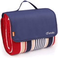 Yodo Extra Large Outdoor Picnic Blanket Tote with Waterproof Backing 79" x 79",Spring Summer Navy /Red Stripe Home & Garden > Lawn & Garden > Outdoor Living > Outdoor Blankets > Picnic Blankets Yodo Group Navy/Red Stripe-79" X 79" 79" x 79" 
