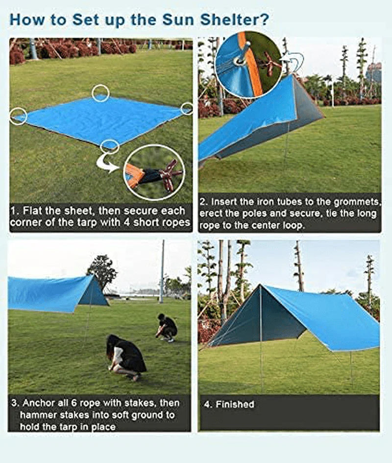 Yodo Lightweight Hammock Sun Shelter Shade Tent Tarp Awning Canopy with Poles and Stakes for Outdoor Camping Hiking Backpacking Picnic Fishing Sporting Goods > Outdoor Recreation > Camping & Hiking > Tent Accessories Yodo Group   