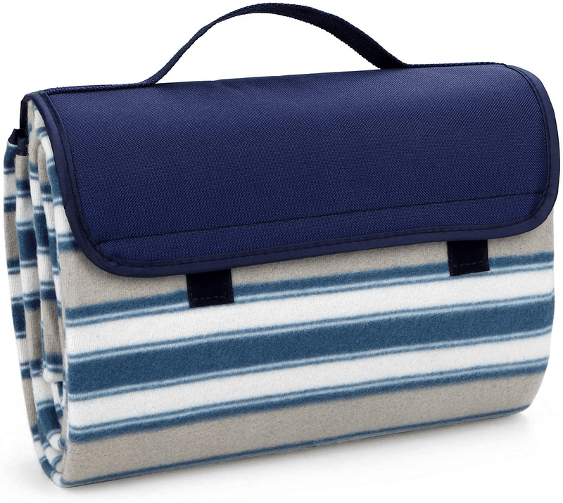 Yodo Outdoor Picnic Blanket Water-Resistant for Camping Hiking Festivals Home & Garden > Lawn & Garden > Outdoor Living > Outdoor Blankets > Picnic Blankets yodo Navy/Gray Stripe-59" X 53" 59" x 53" 